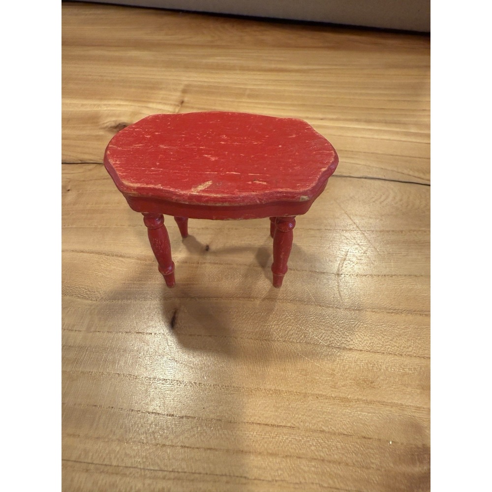 Vintage Strombecker Red Wooden Dollhouse Table 1:12 Scale